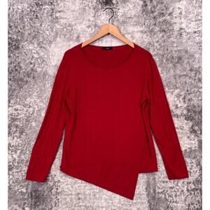Ruti Top 2 / Medium Womens Red Jersey Knit Cross Front Long Sleeve
